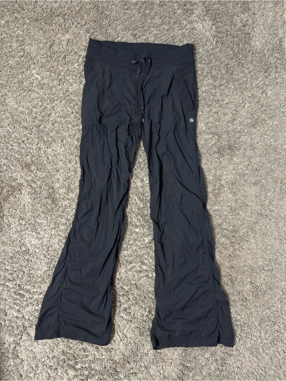lululemon athletica -Black Ribbed Track Pants with Drawstring